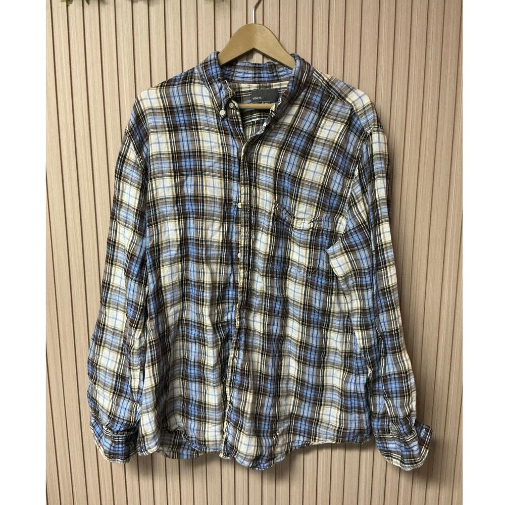 Vince Men’s 100% Linen Button Down Shirt Size XXL